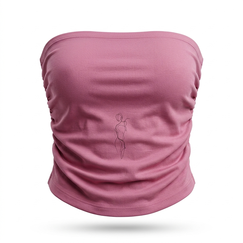 Pink Strapless Ruched Tube Top