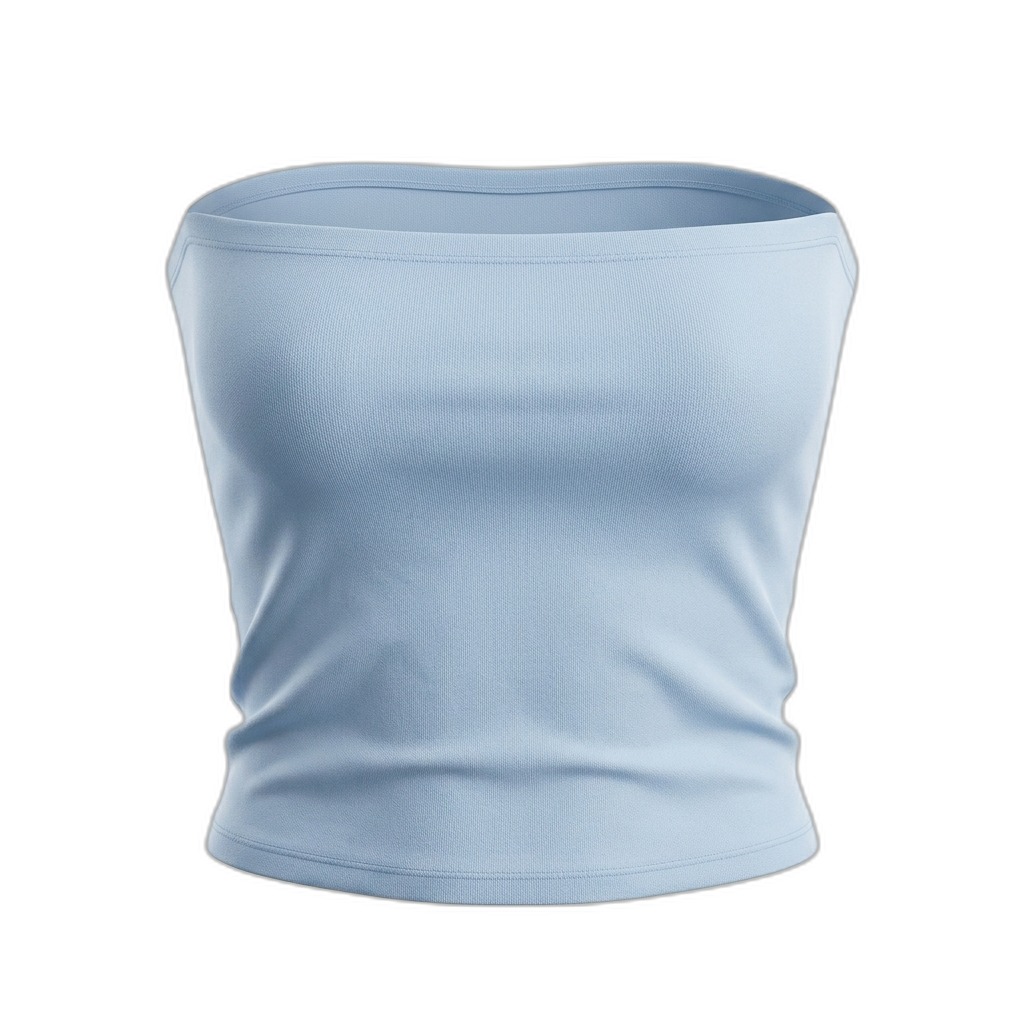 Light Blue Ribbed Knit Strapless Tube Top