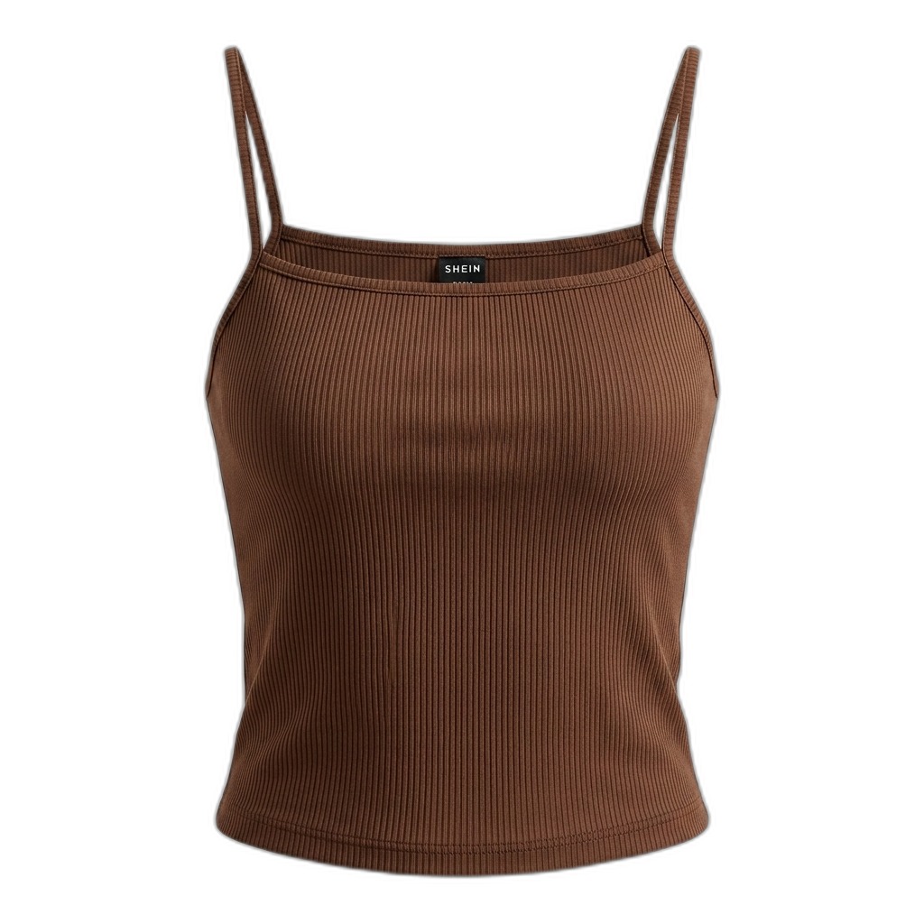 Women's Brown Ribbed Knit Cami Crop Top