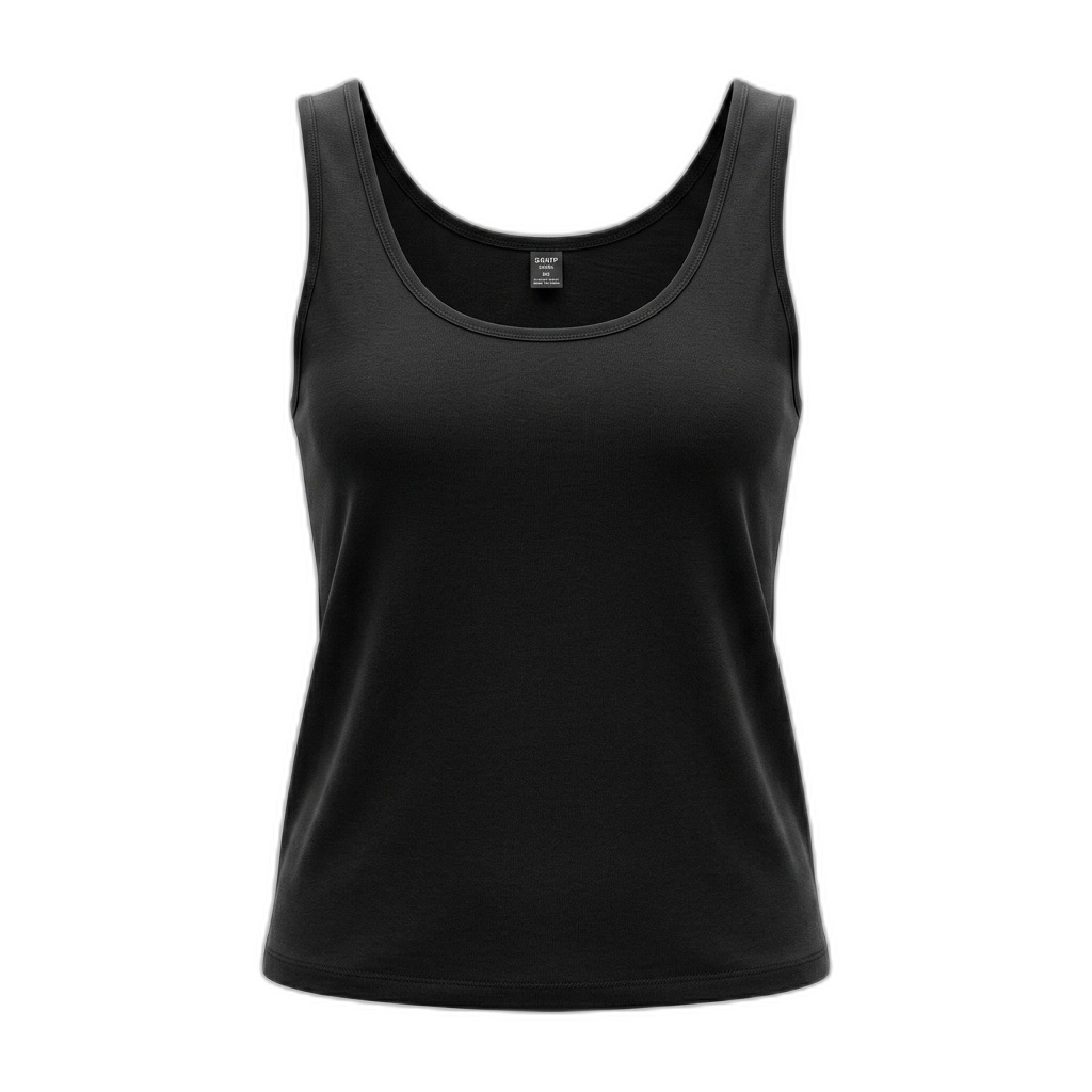 Women's Black Tank Top | Sleeveless Round Neck