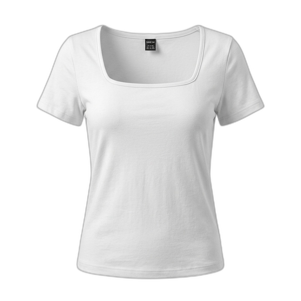 Women's White Square Neck T-Shirt