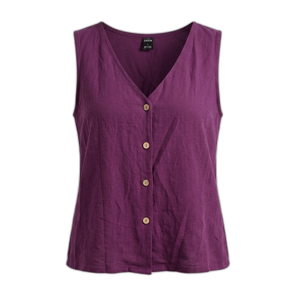 Women's Purple V-Neck Sleeveless Top