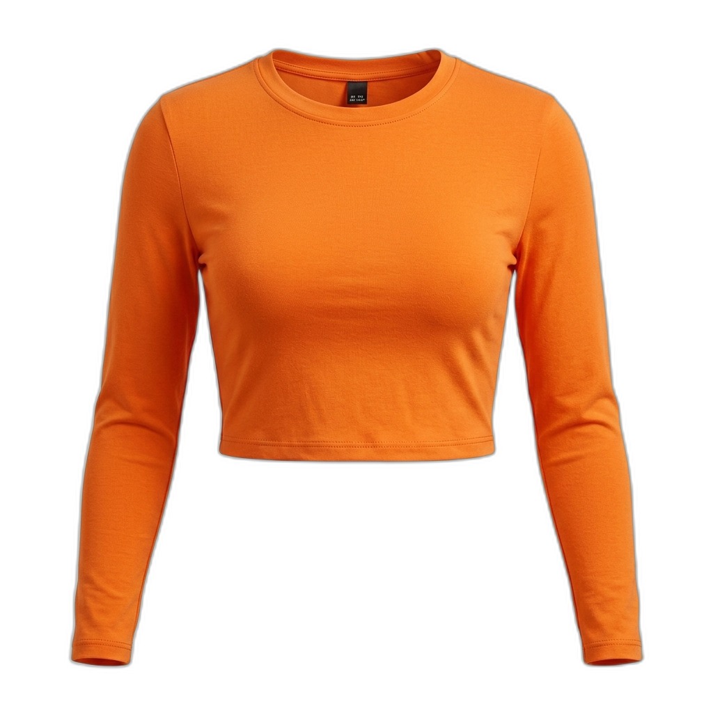Women's Orange Long Sleeve Crop Top