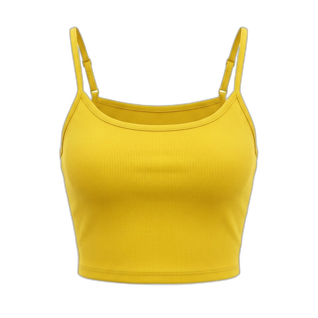 Women's Yellow Ribbed Crop Camisole Top