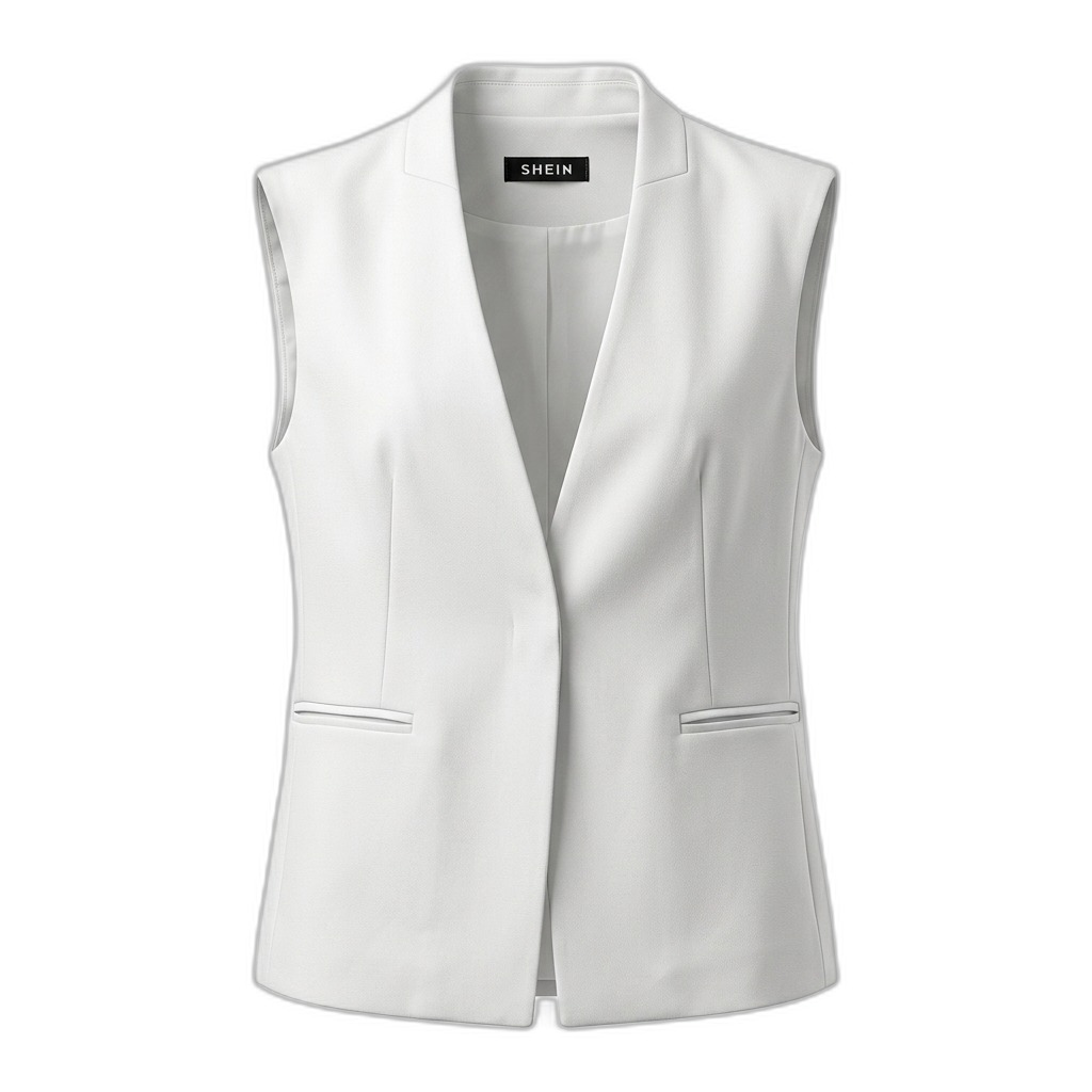 Women's White Sleeveless Blazer Vest