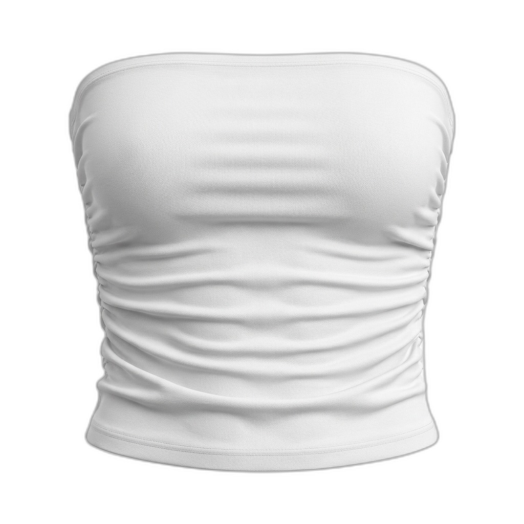 White Ruched Strapless Tube Top for Women