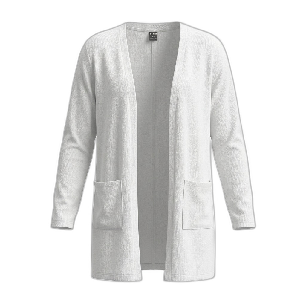 Women's White Open Front Cardigan
