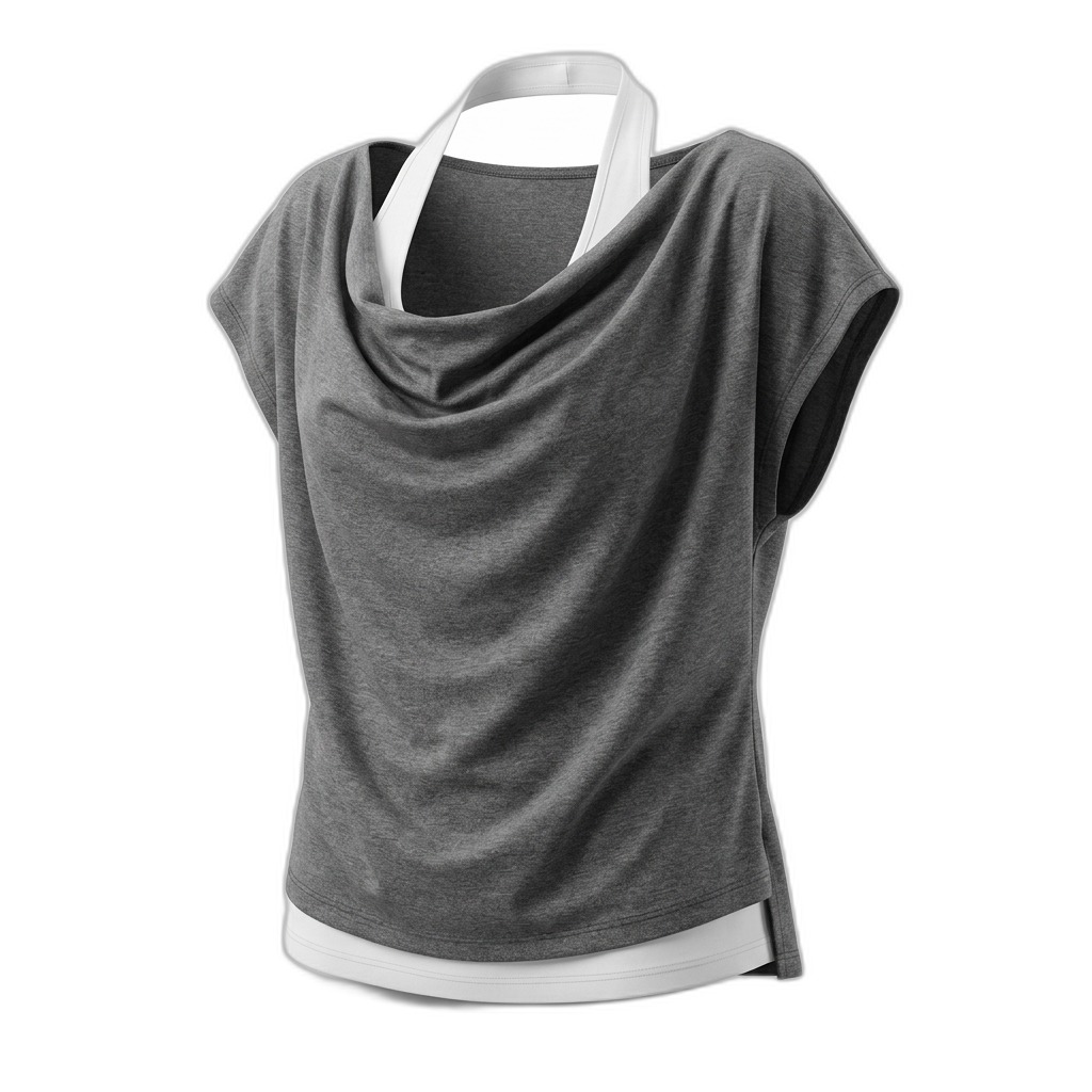 Women's Grey Cowl Neck Top | Stylish & Comfy