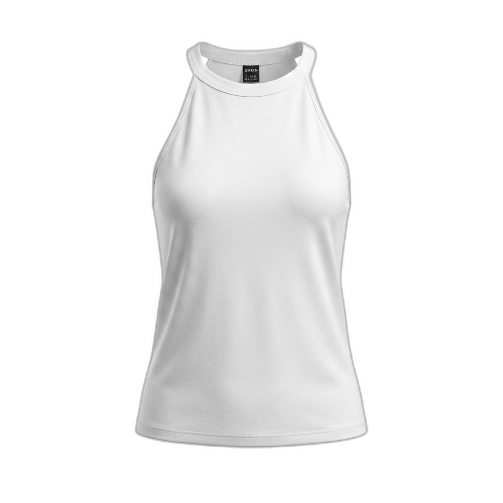 White Halter Neck Tank Top for Women