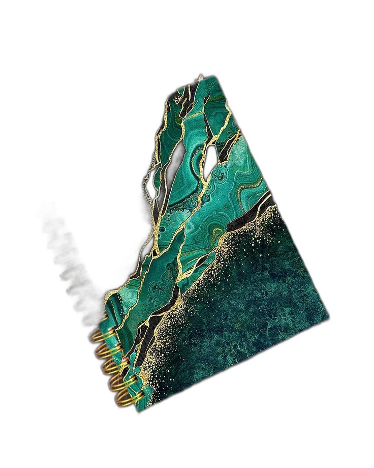 Malachite Green & Gold Abstract Spiral Notebook