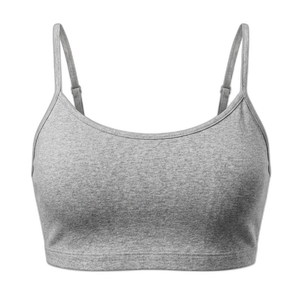 Women's Grey Cotton Blend Bralette Crop Top