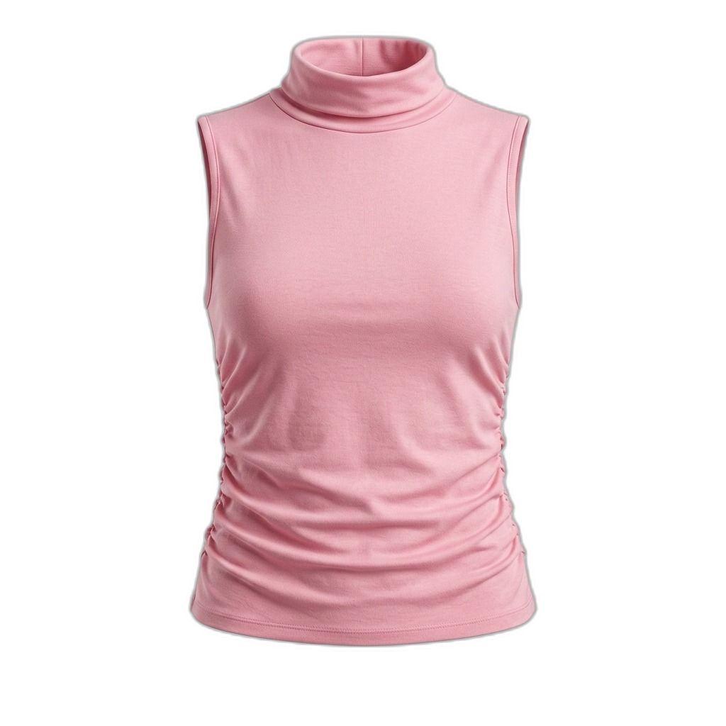 Pink Sleeveless Mock Neck Top for Women