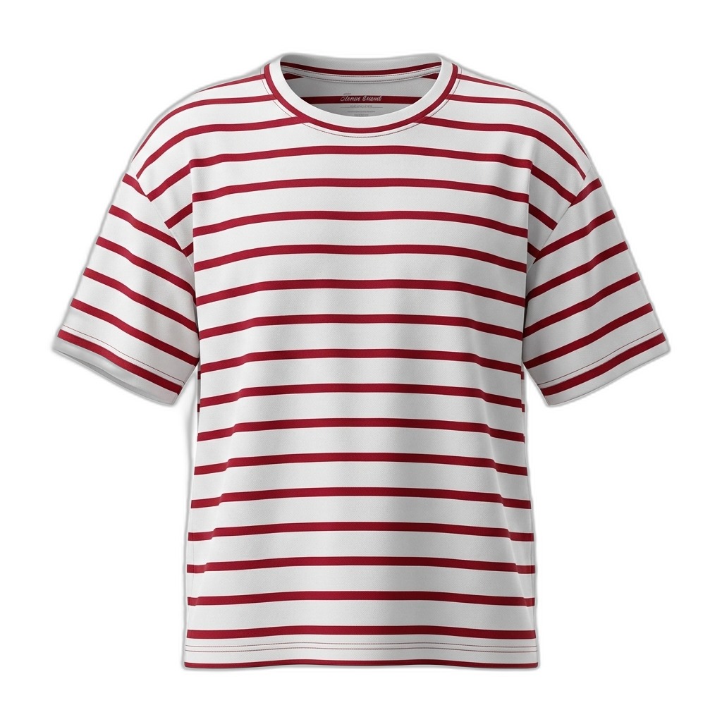 Red White Striped Oversized Cotton T-Shirt
