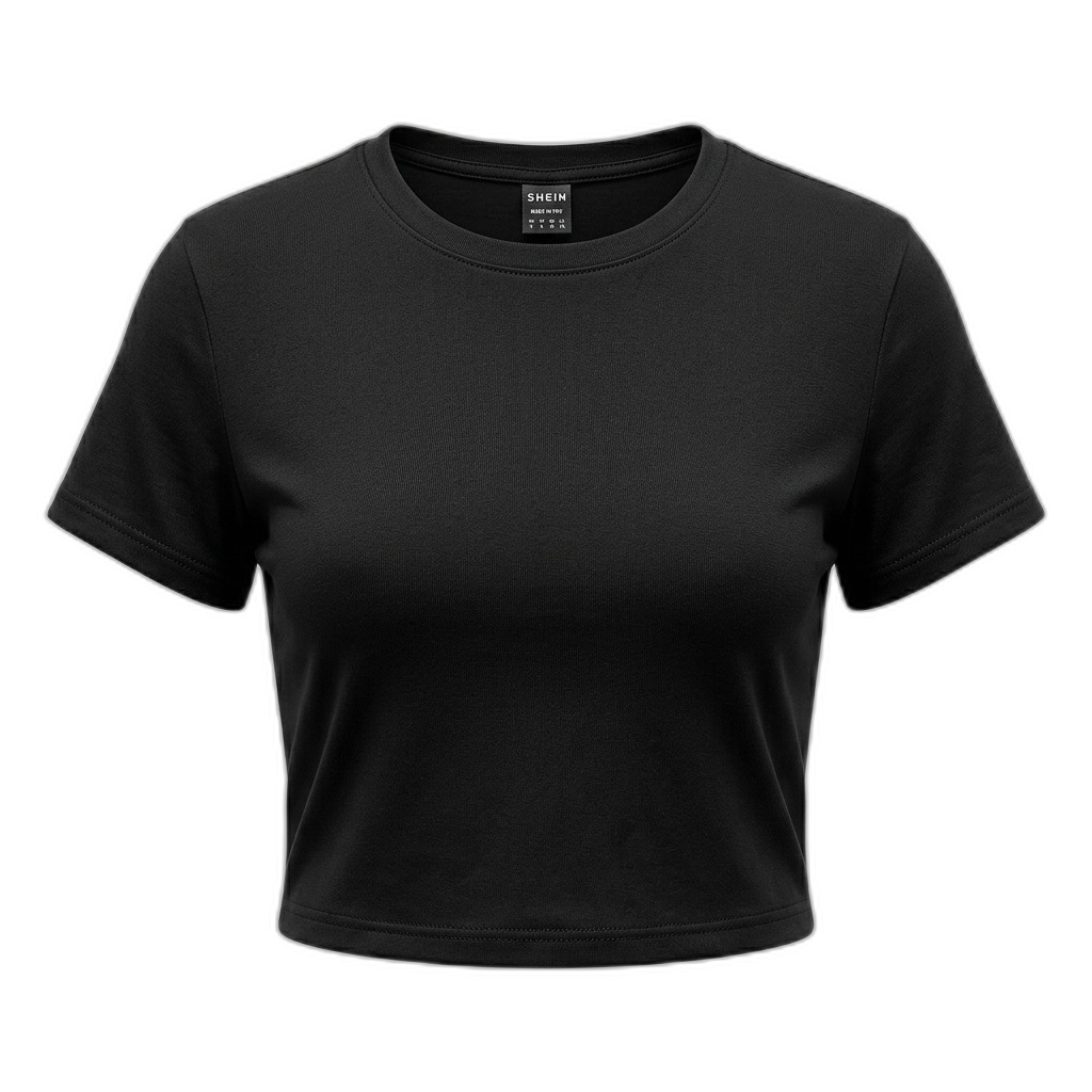 Black Crop Top T-Shirt for Women