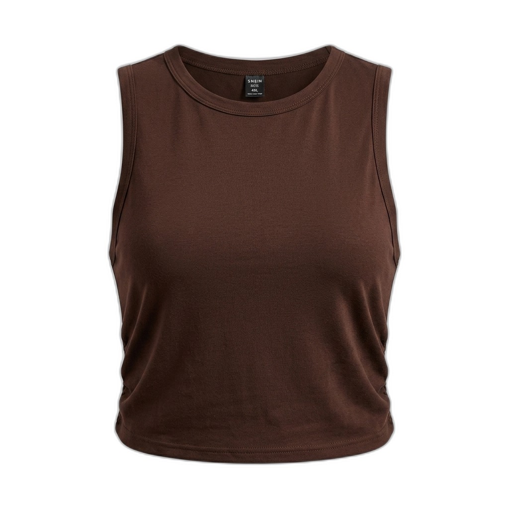 Women's Dark Brown Sleeveless Crop Top