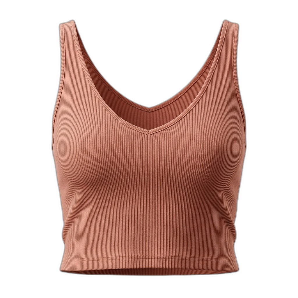 Women's Ribbed V-Neck Crop Top