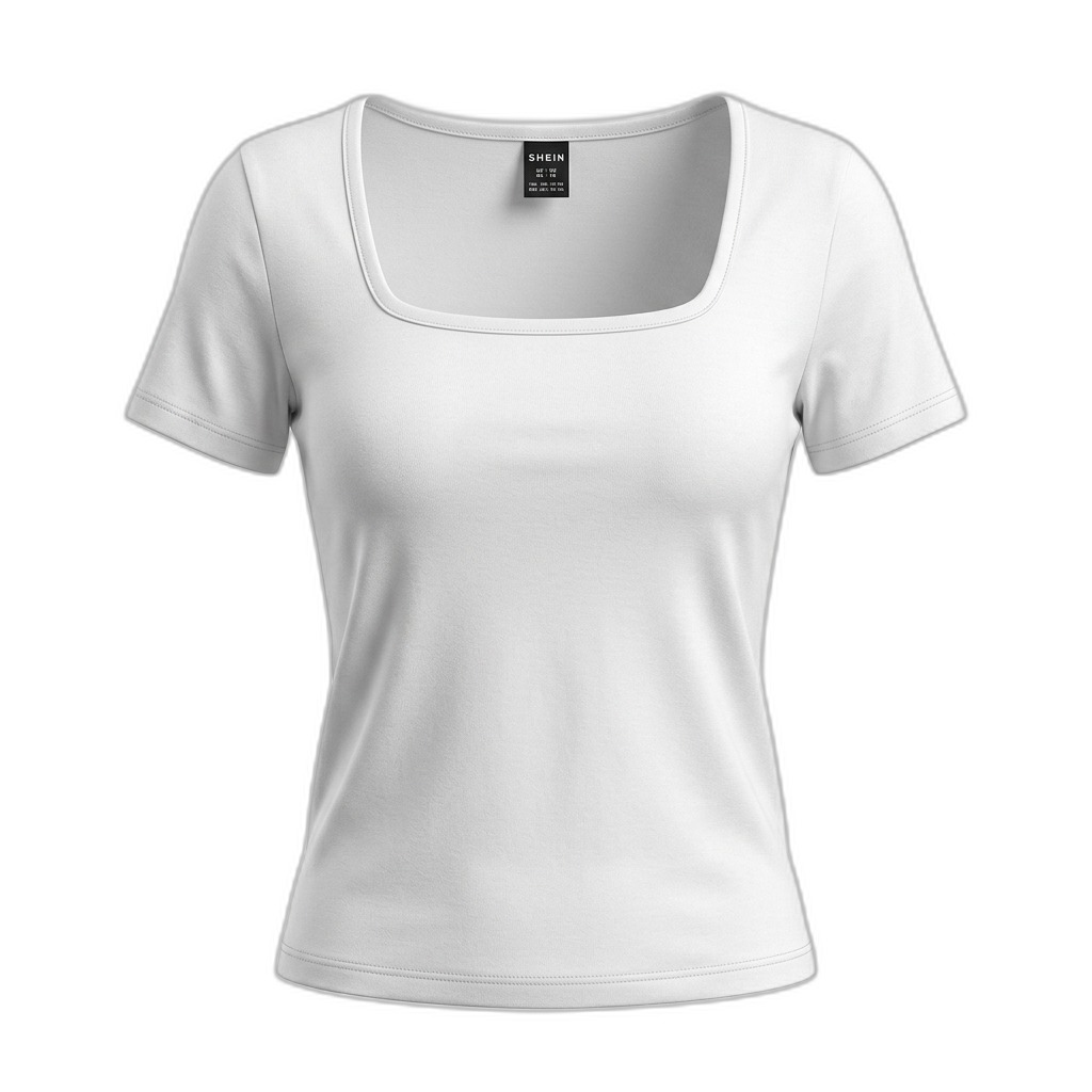 Women's White Square Neck Short Sleeve Top