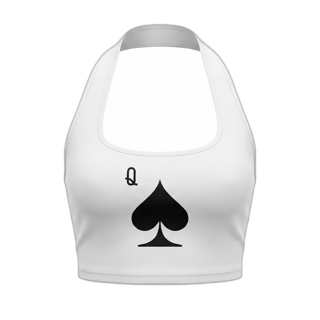 Queen of Spades Halter Crop Top for Women