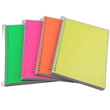Vibrant Fluorescent Spiral Notebooks A5 Ruled Set of 4