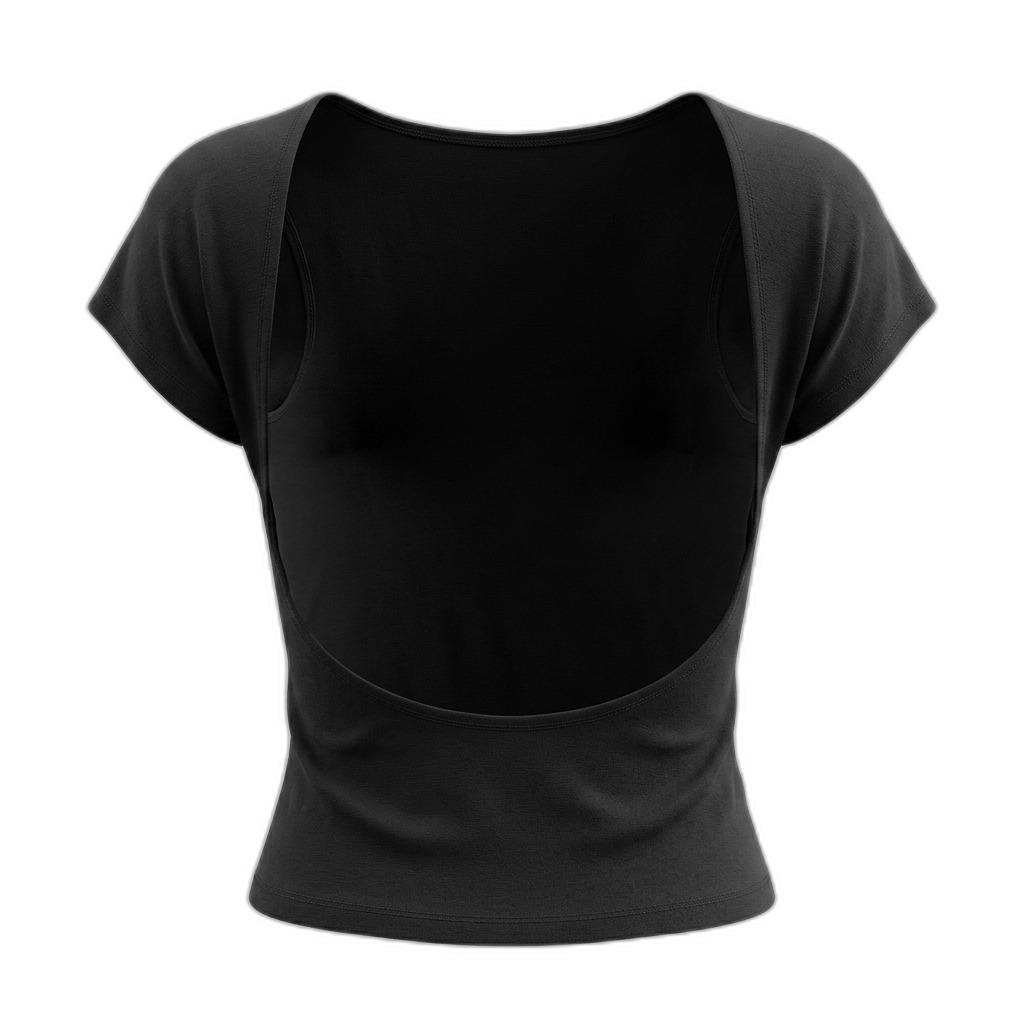 Women's Black Deep Scoop Back Crop Top