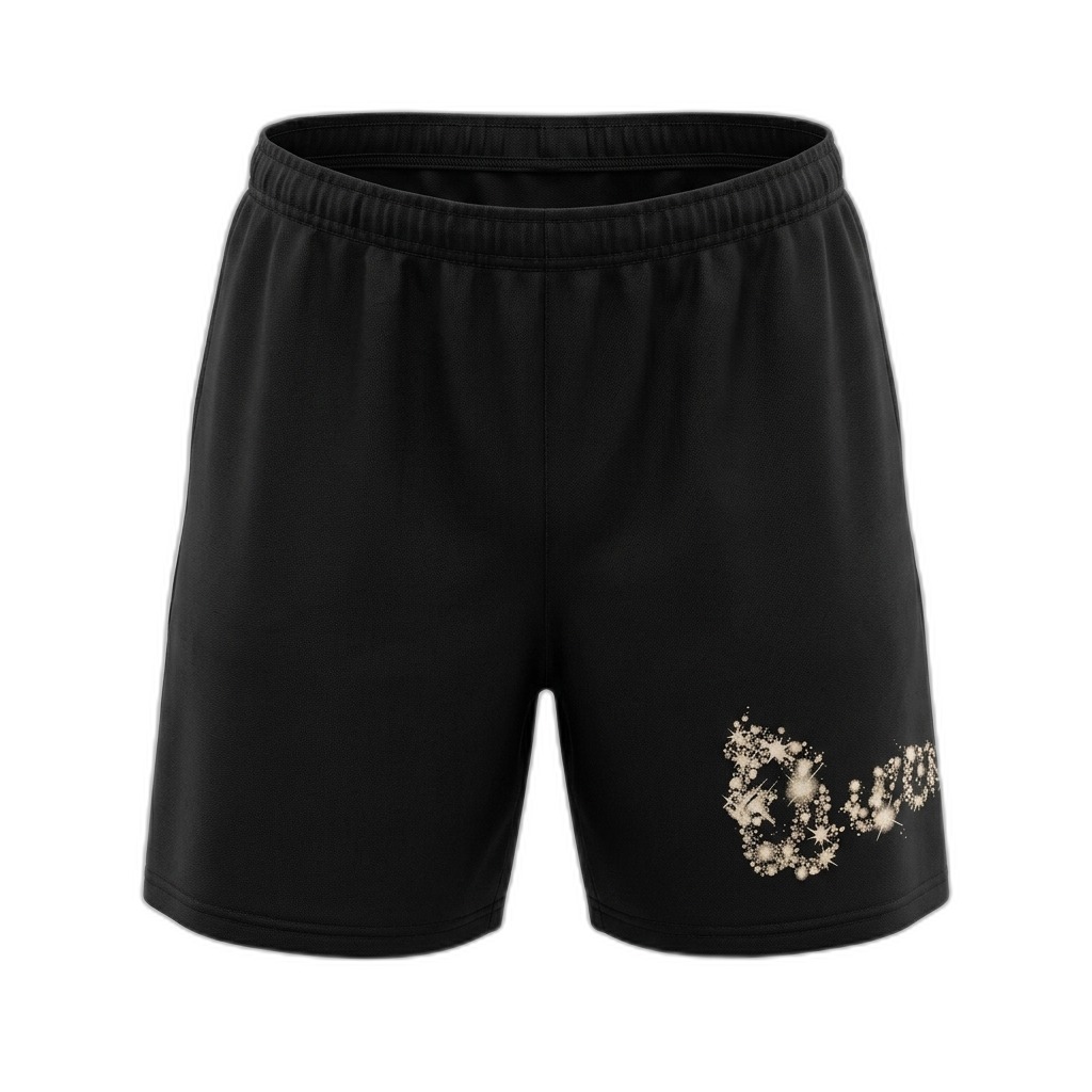 Black Athletic Shorts with Sparkly Design