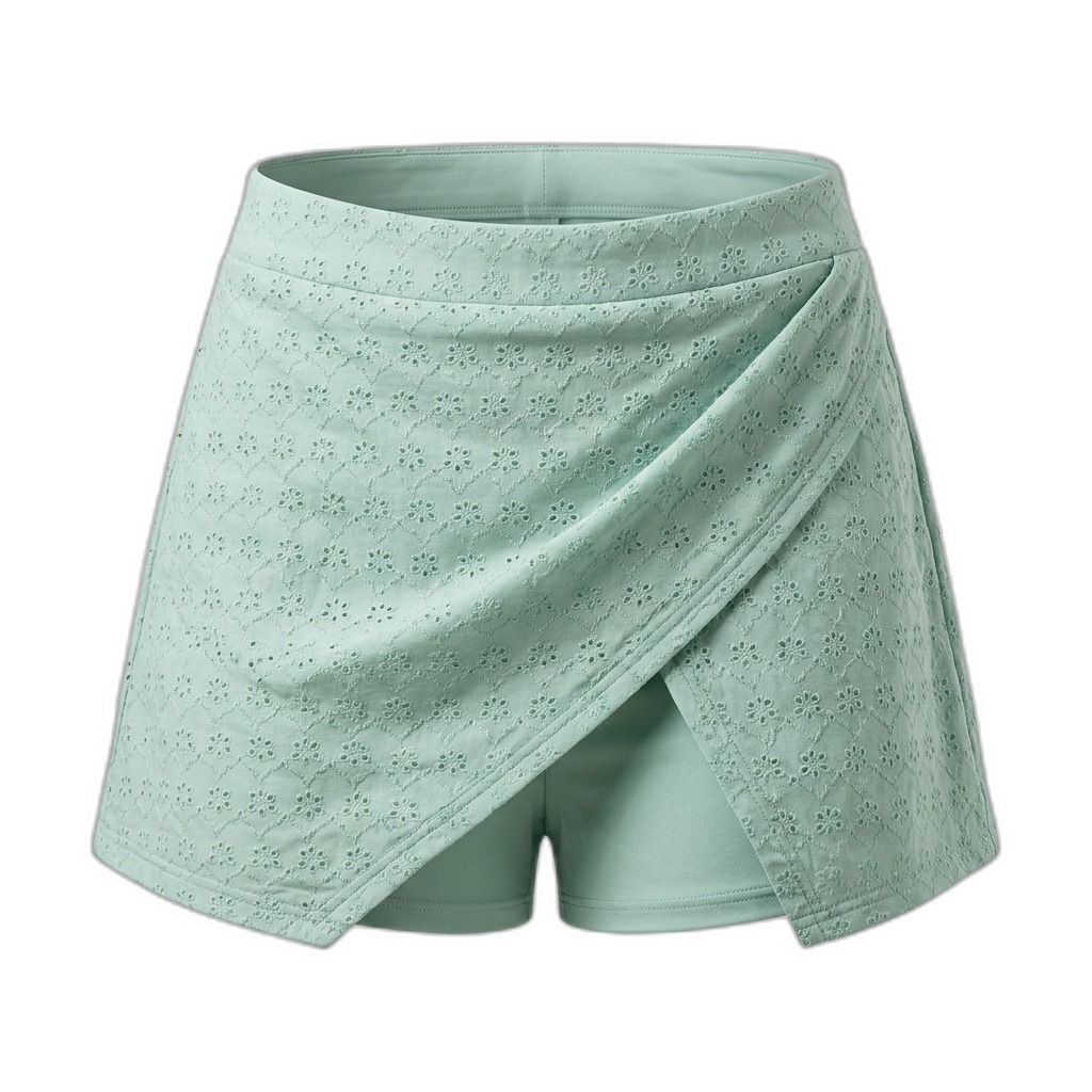 Women's Eyelet Embroidered Wrap Skort