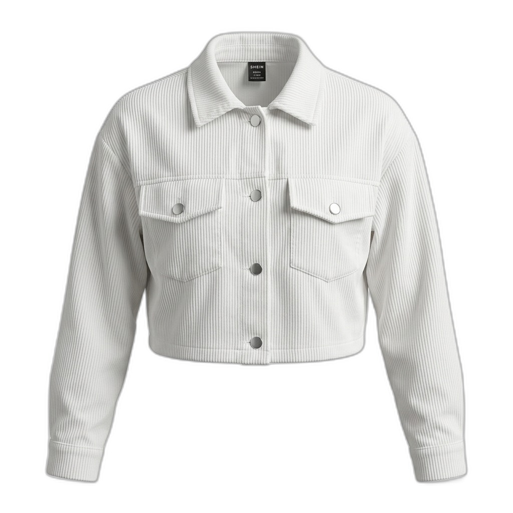 Women's White Corduroy Cropped Jacket