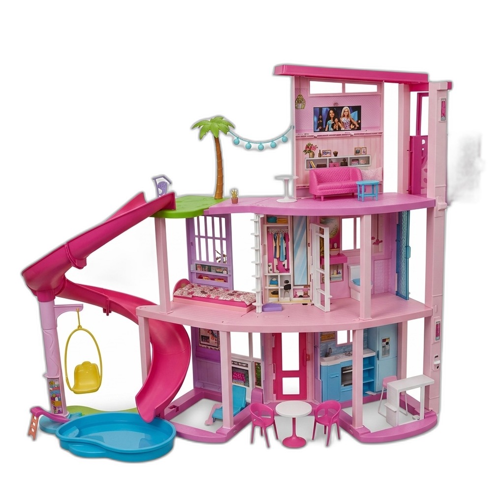 Multi-Story Dollhouse with Pool & Slide