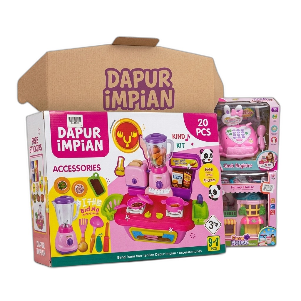 Dapur Impian Kitchen Play Set with Cash Register & Dollhouse