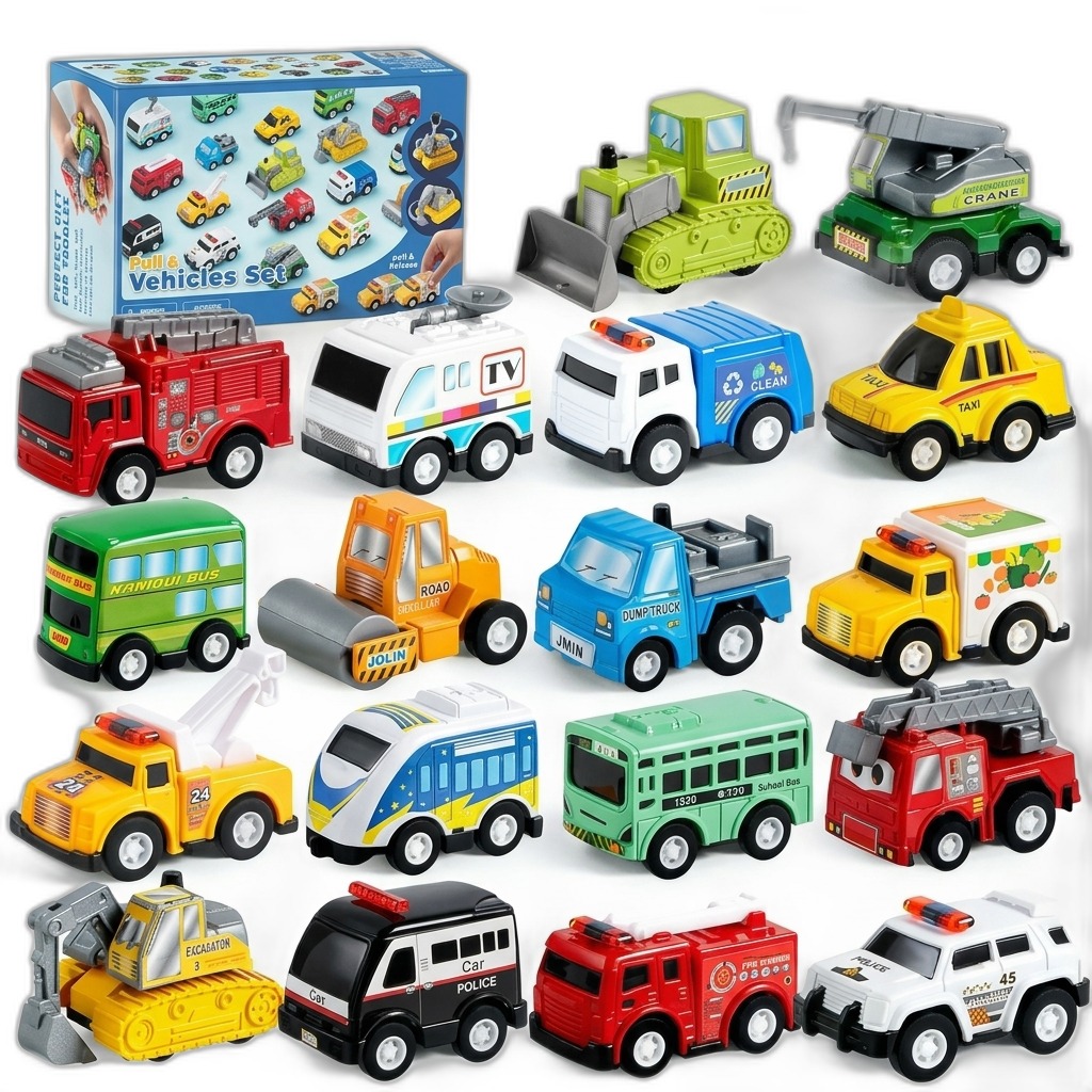 Kids Pull Back Vehicles Toy Set for Toddlers