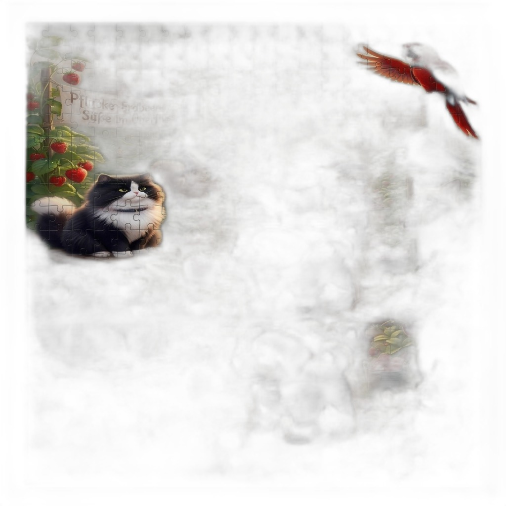 Dreamy Cat & Strawberry Jigsaw Puzzle