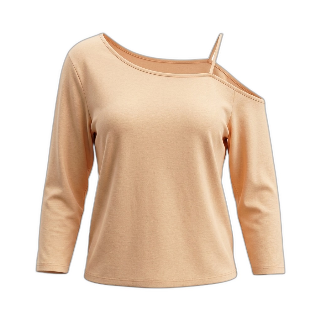 Peach One Shoulder Long Sleeve Top for Women