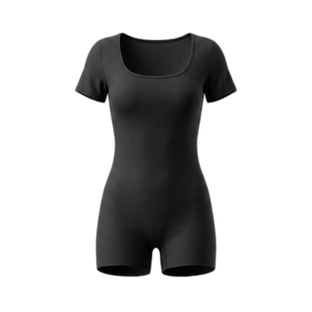Black Short Sleeve Scoop Neck Romper