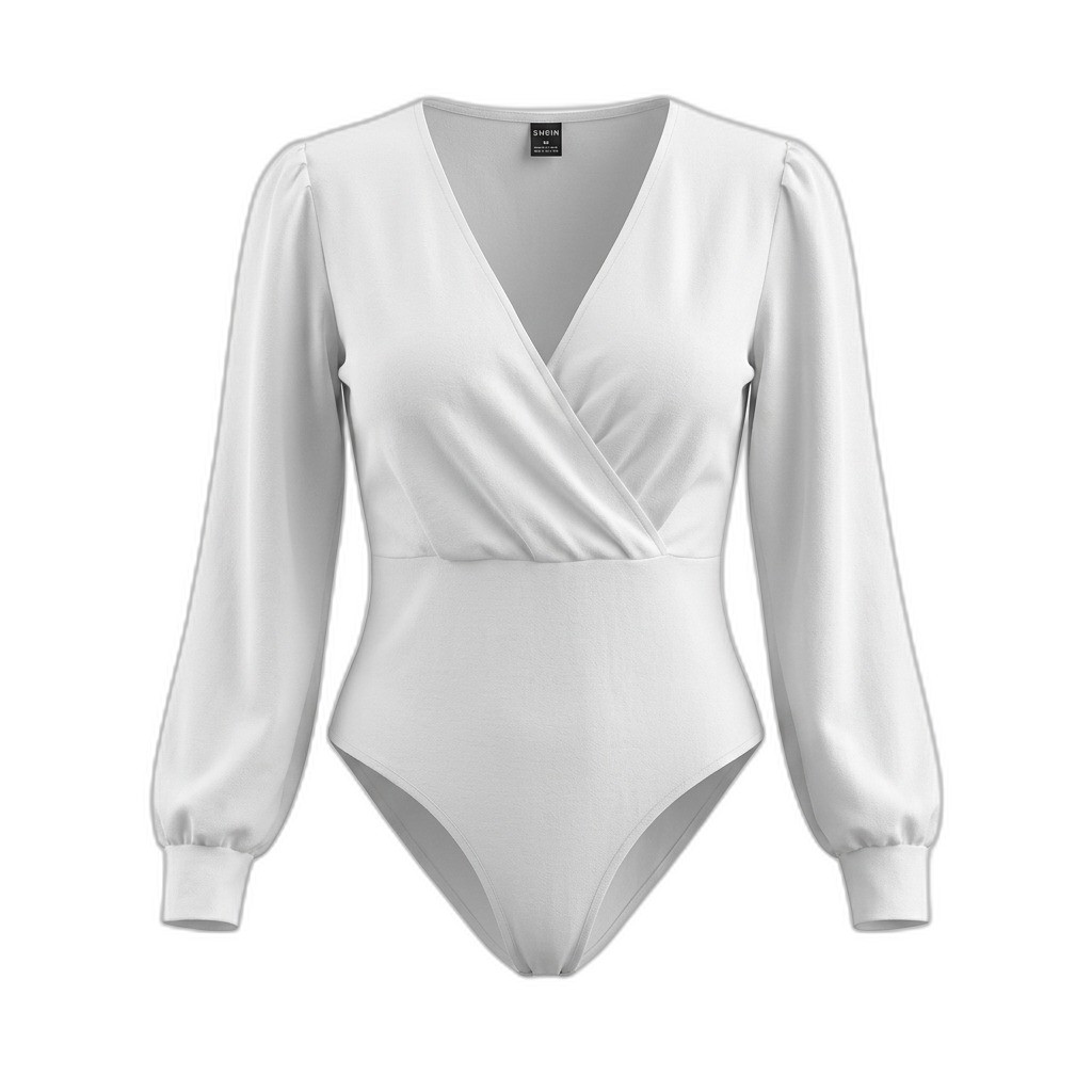 White V-Neck Wrap Bodysuit | Women's Fashion