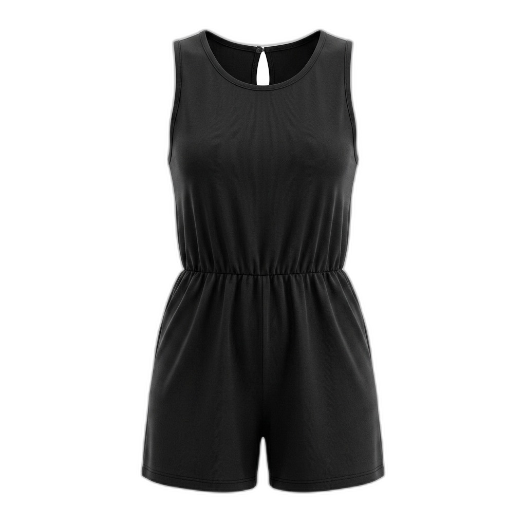 Women's Sleeveless Black Romper