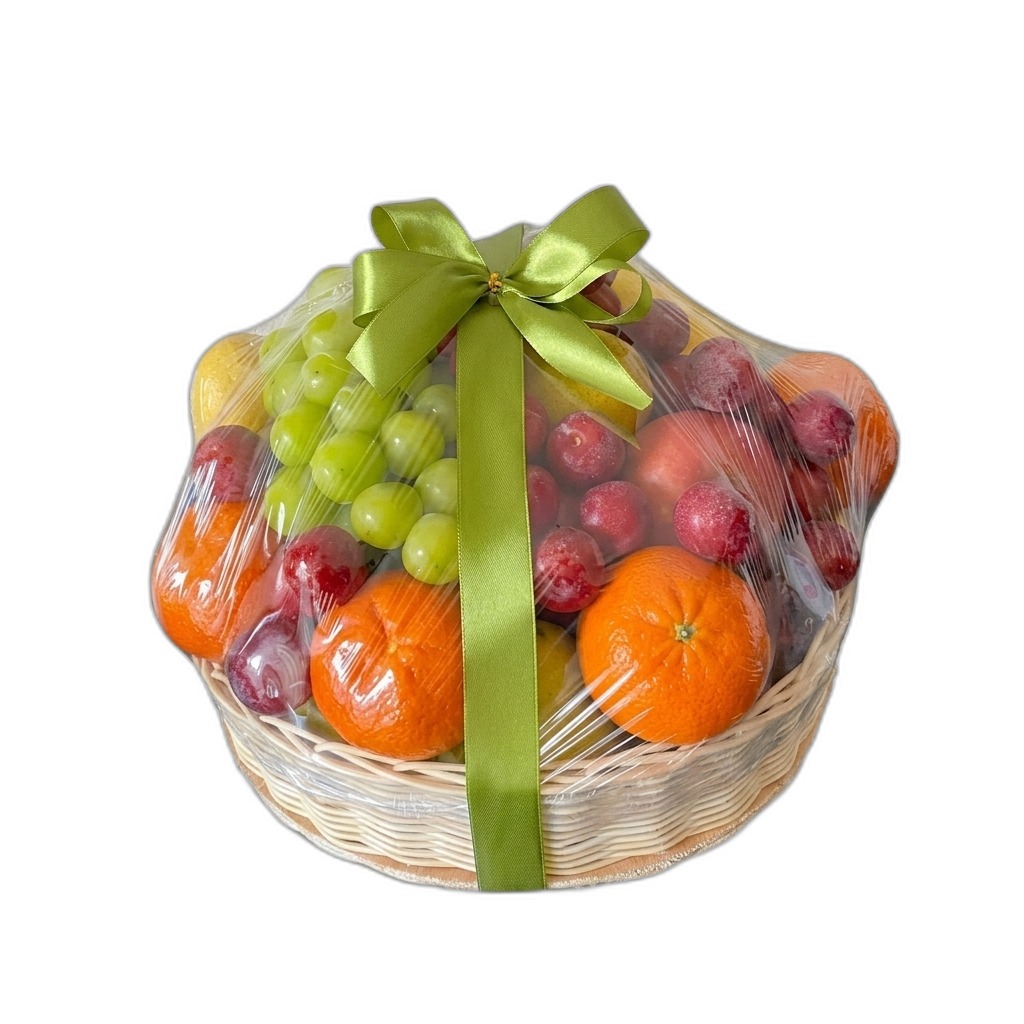 Fresh Fruit Gift Basket with Ribbon