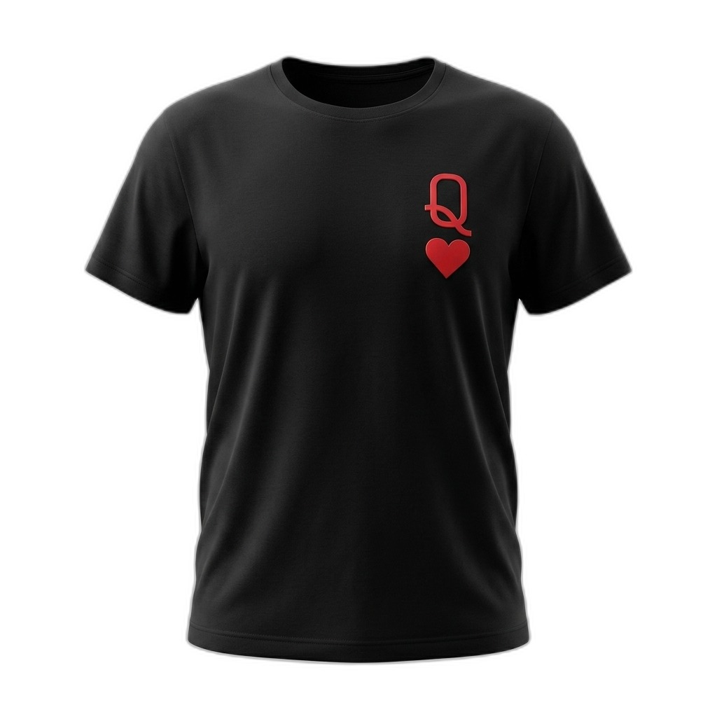 Queen of Hearts Black Graphic T-Shirt