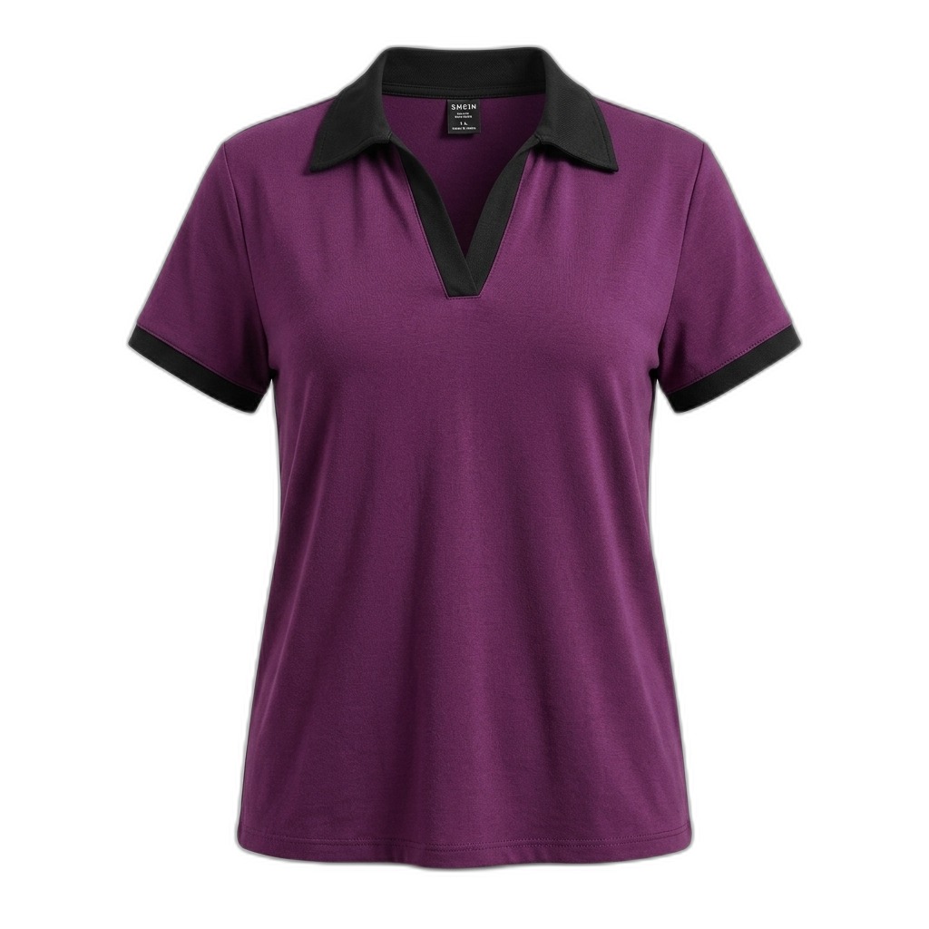 Women's Purple V-Neck Polo T-Shirt