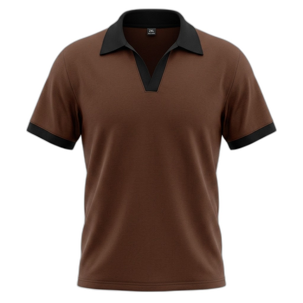 Brown Polo T-Shirt with Black Collar for Men