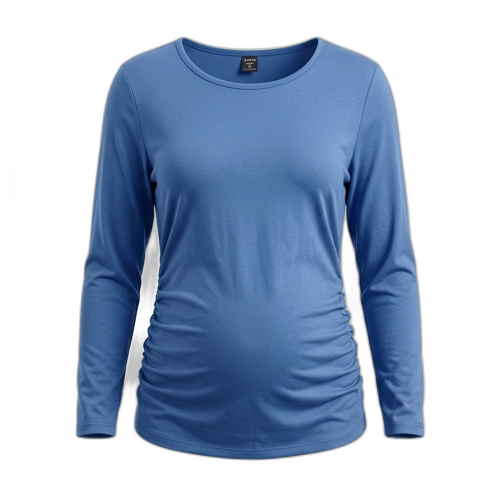 Maternity Blue Long Sleeve Ruched Top