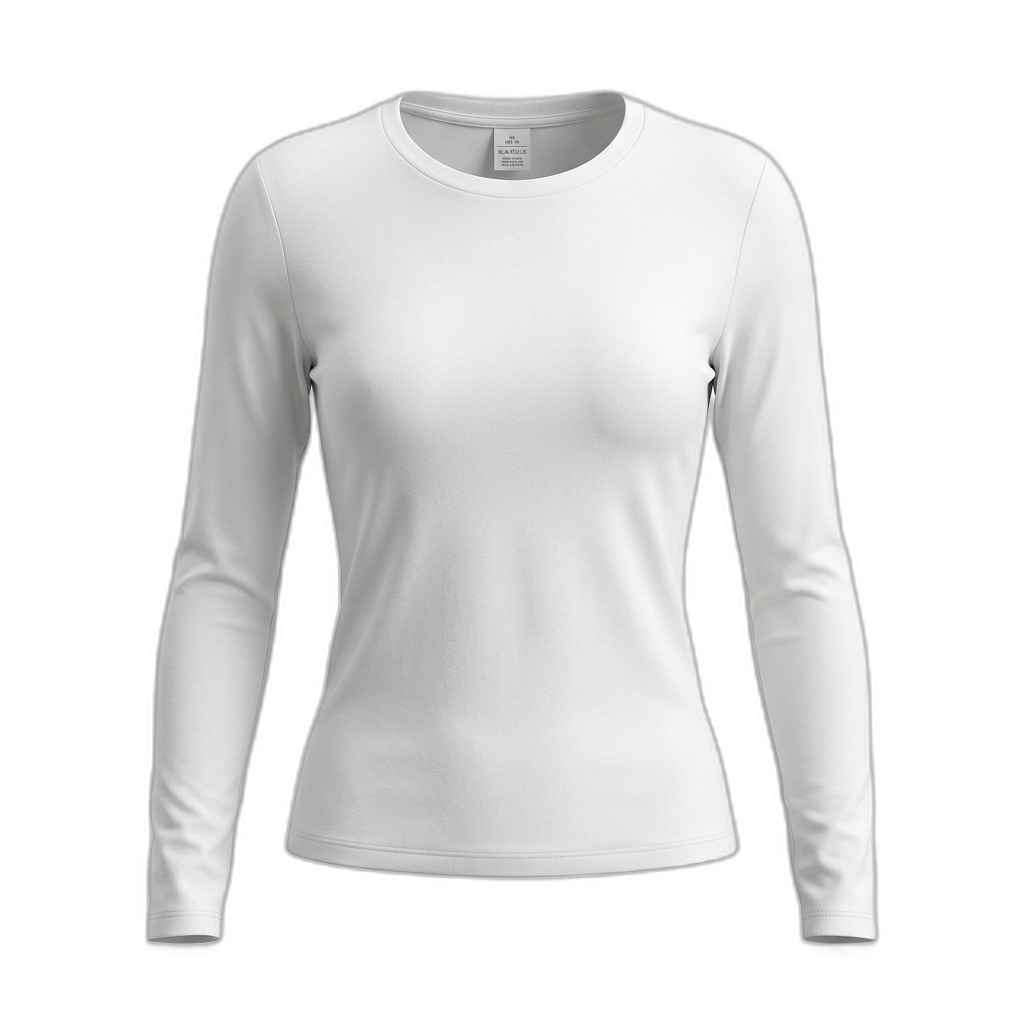 Women's White Long Sleeve Crew Neck Tee