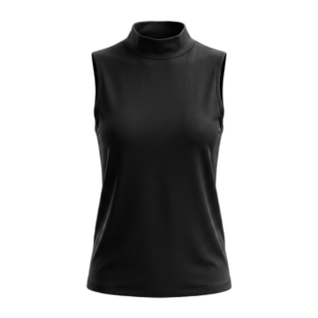 Black Sleeveless Mock Neck Top for Women