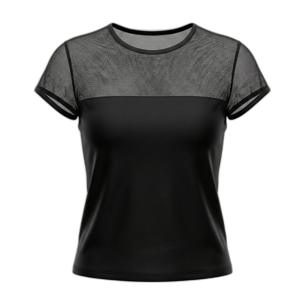 Women's Black Mesh Panel T-Shirt