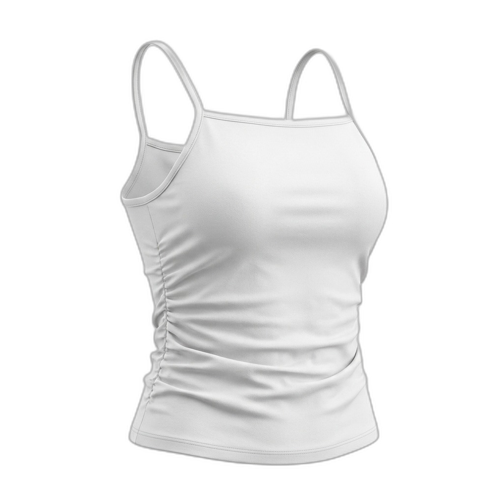 White Ruched Side Camisole Top