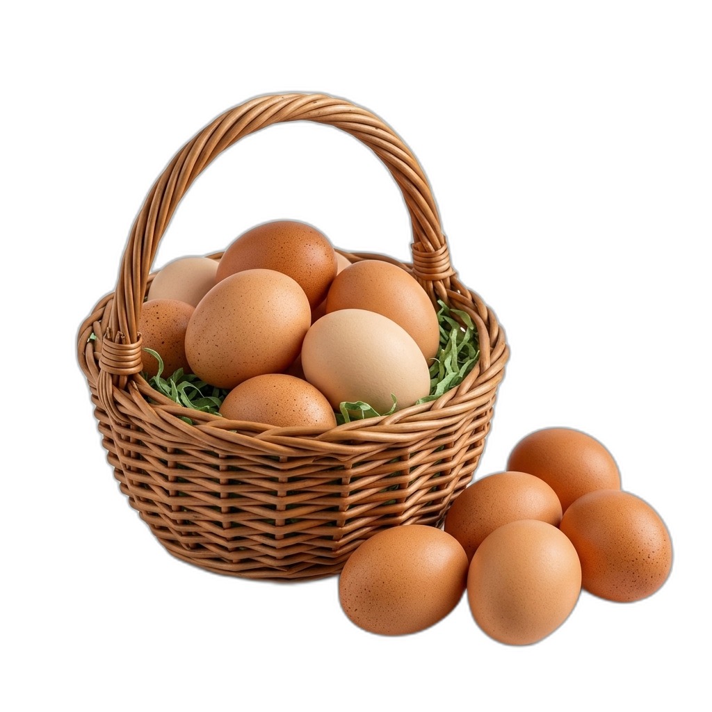 Farm Fresh Eggs in Wicker Basket