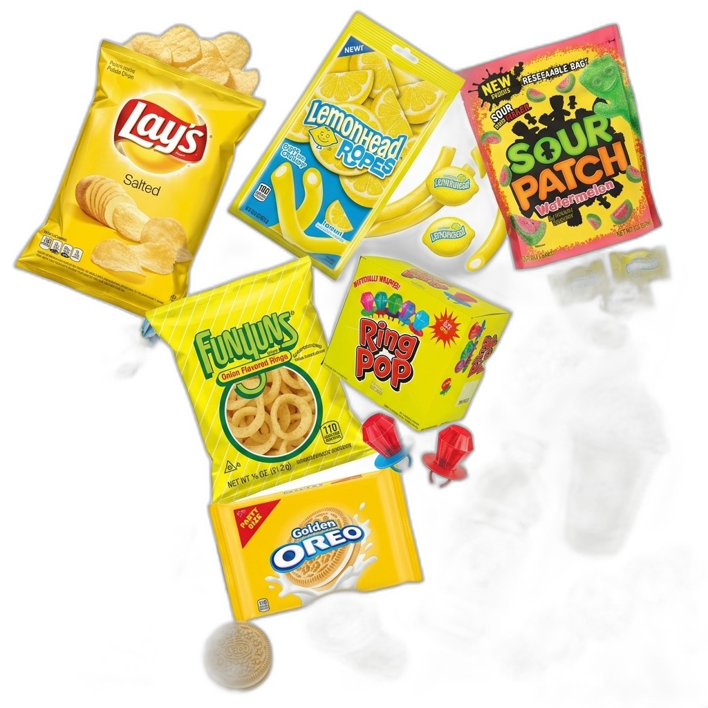 Lemon & Yellow Snack Variety Pack | Assorted Candies & Chips