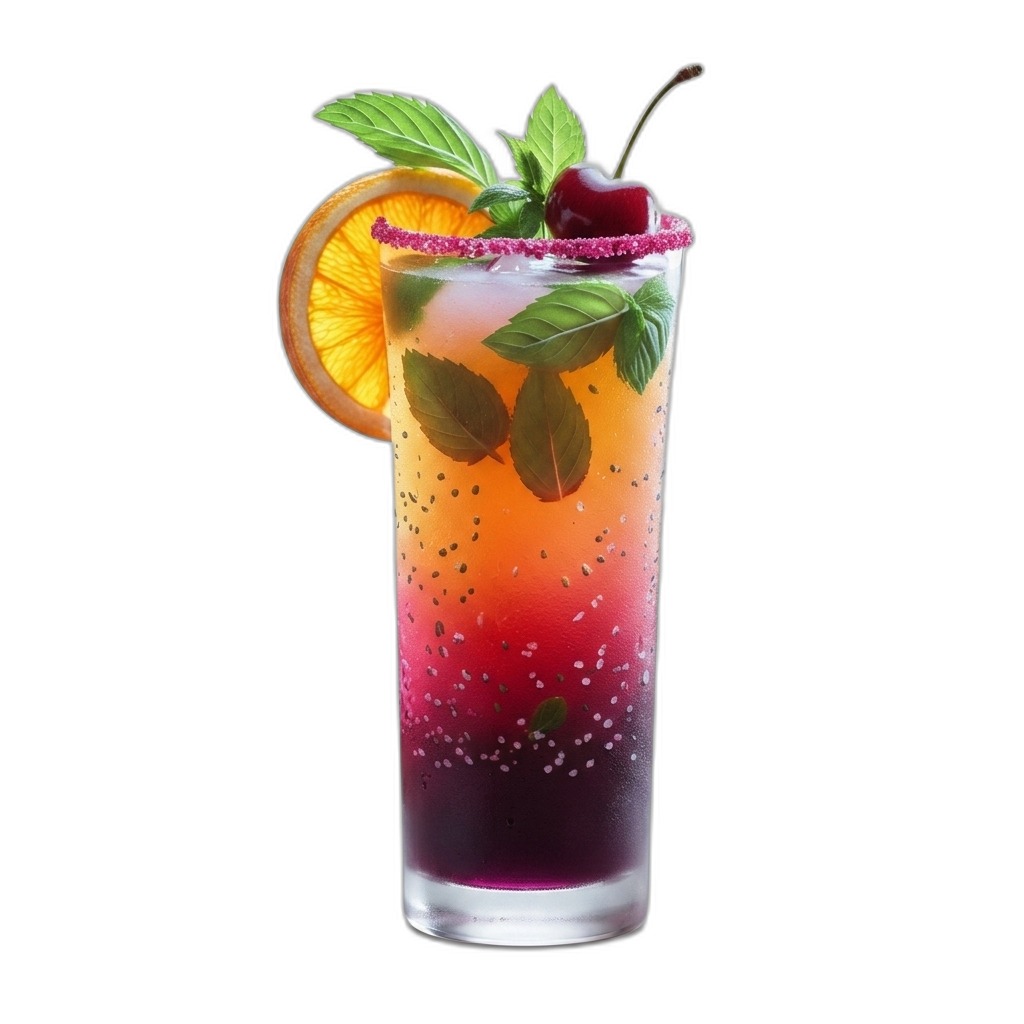 Layered Sunset Mocktail with Orange & Cherry