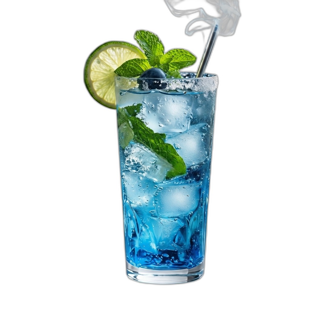 Refreshing Blue Cocktail with Lime & Mint