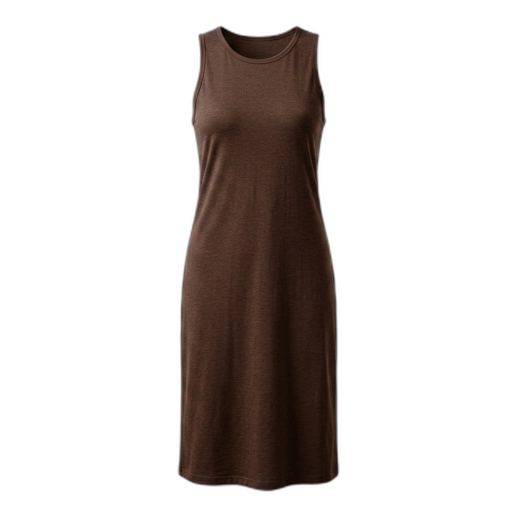 Brown Sleeveless Midi Dress for Women