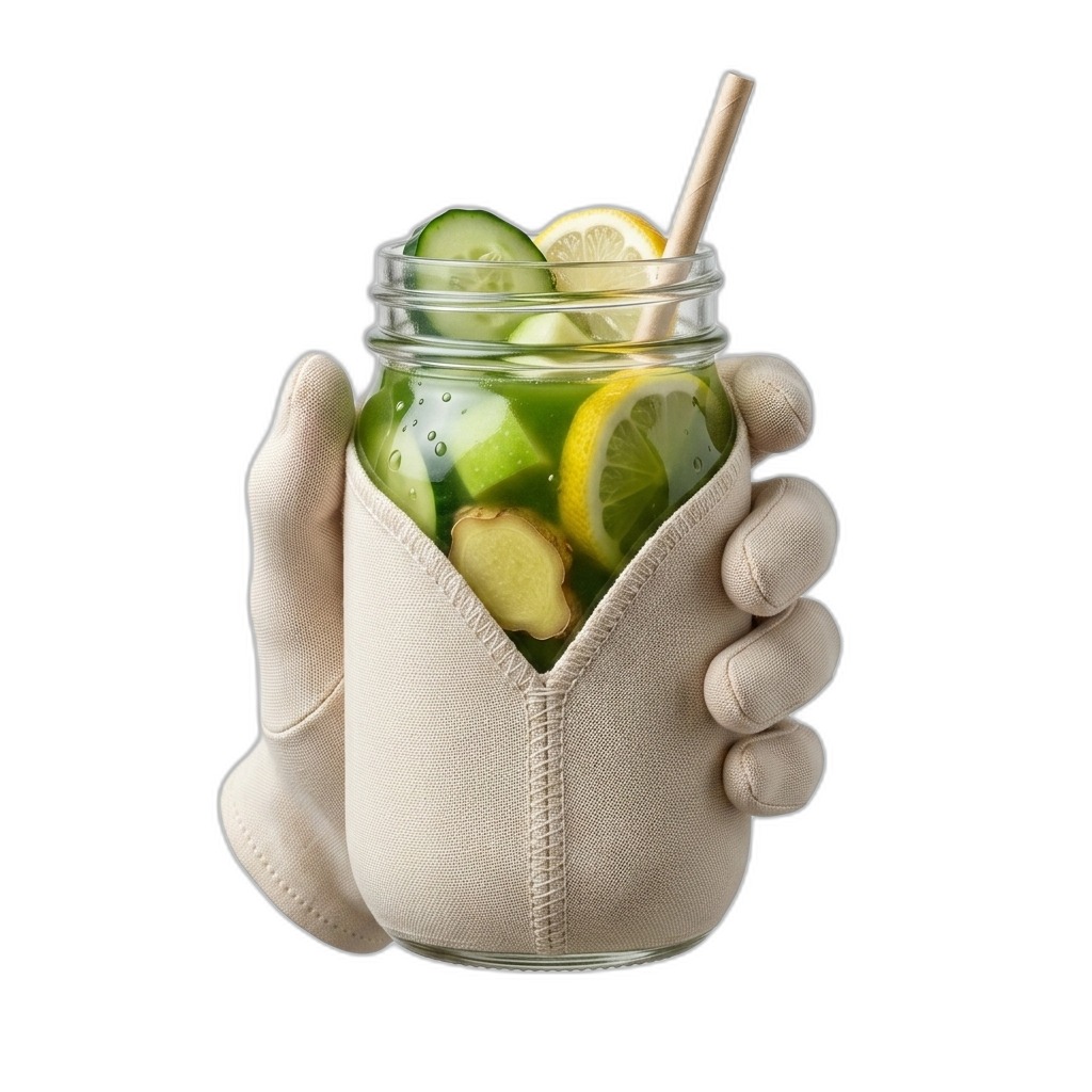 Reusable Mason Jar with Hand Cozy for Drinks